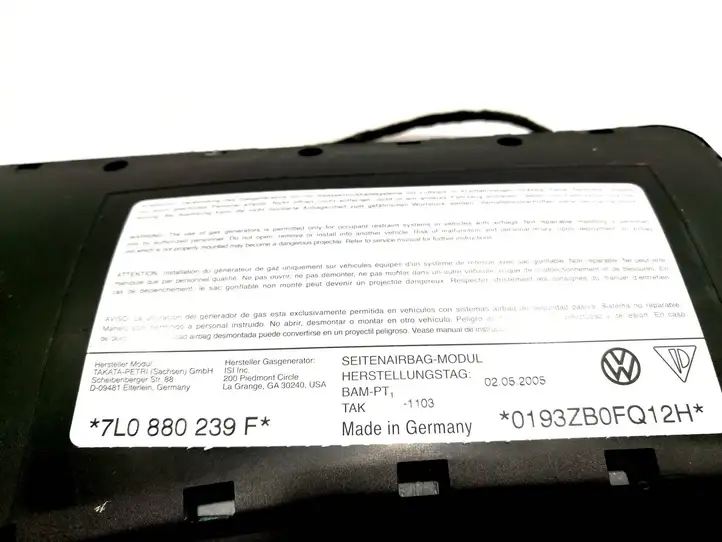 Volkswagen Touareg I (2002 - 2010) 7L0880239F Подушка безопасности сиденья — фото 4