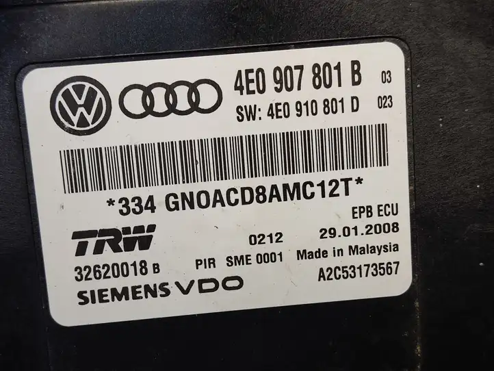 Audi A8 S8 D3 4E (2007 - 2010) 4E0907801B Блок управления стояночным тормозом — фото 3