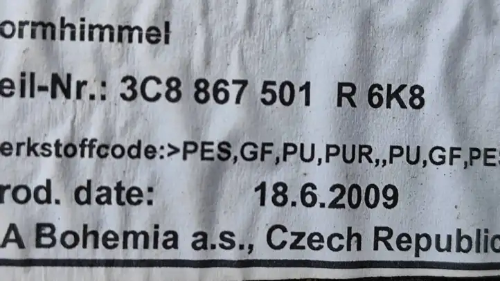 Volkswagen PASSAT CC (2008 - 2012) 3C8867501 Потолочная обшивка — фото 5