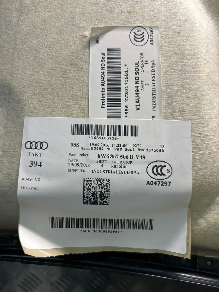 Audi A5 8T 8F (2011 - 2016) 8W6867506B Комплект потолочной обшивки — фото 6