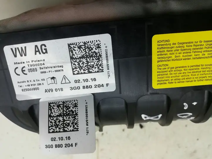 Volkswagen PASSAT B8 (2015 - ) 3G0880204F Подушка безопасности пассажира — фото 4