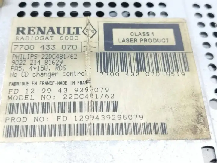 Renault Scenic I (1996 - 2003) 7700433070 Магнитола / мультимедийная система — фото 6
