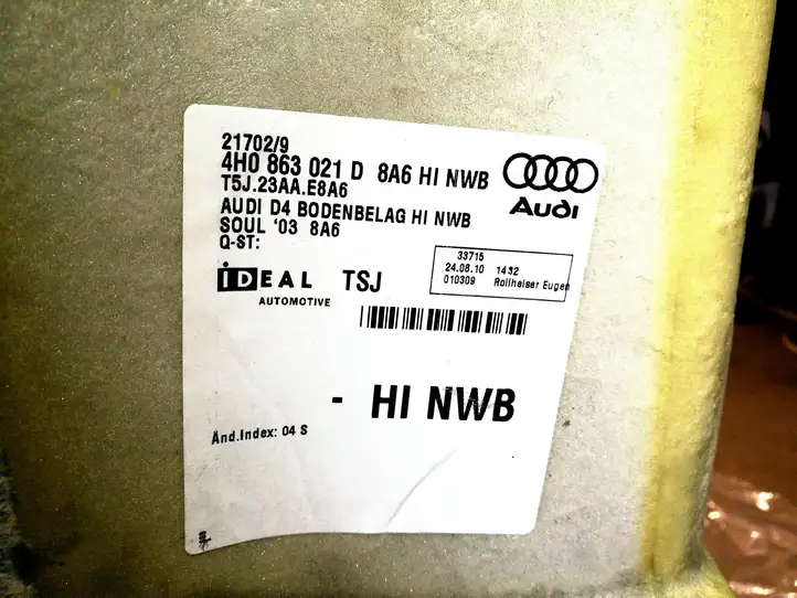 Audi A8 S8 D4 4H (2010 - 2014) 4H0863021D Задний коврик салона — фото 8