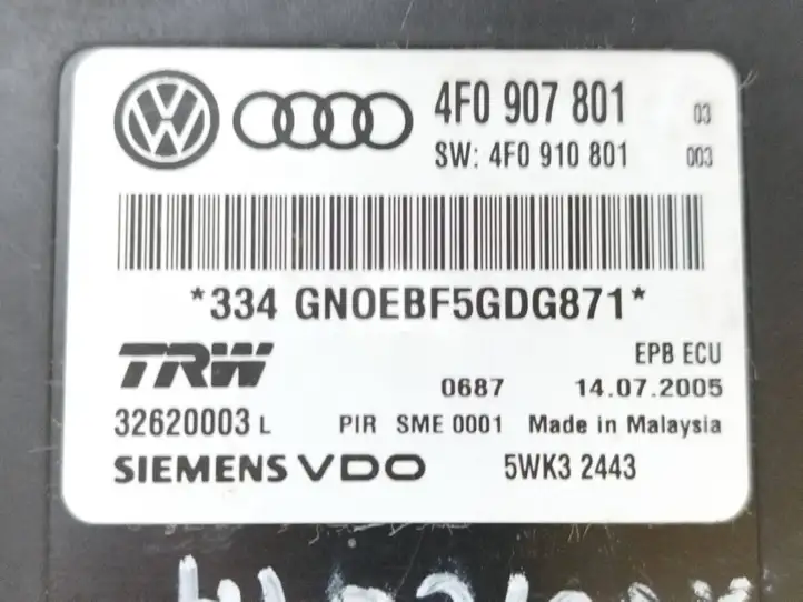 Audi A6 S6 C6 4F (2004 - 2008) 4F0907801 Блок управления стояночным тормозом — фото 5