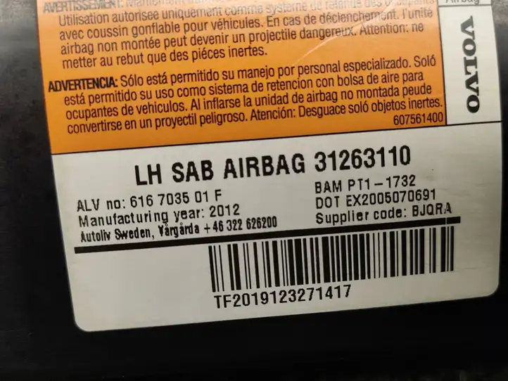 Volvo S60 (2010 - 2013) 31263110 Подушка безопасности сиденья — фото 2