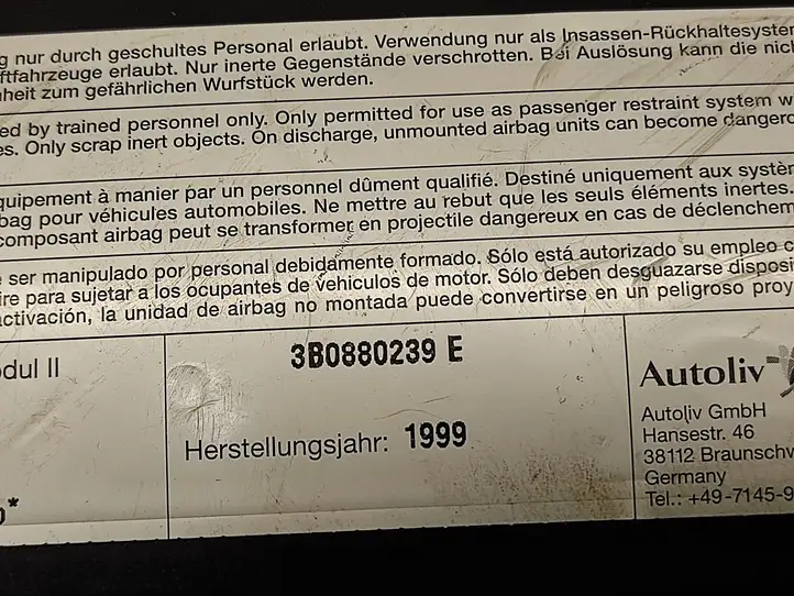 Volkswagen PASSAT B5 (1997 - 2000) 3B0880239E Подушка безопасности сиденья — фото 3