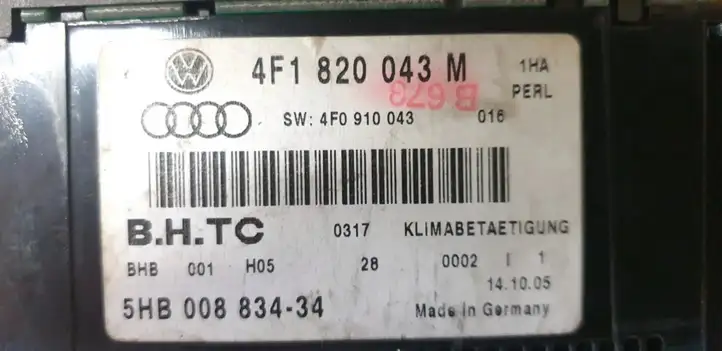 Audi A6 S6 C6 4F (2004 - 2008) 4F1820043M Блок управления кондиционером — фото 3