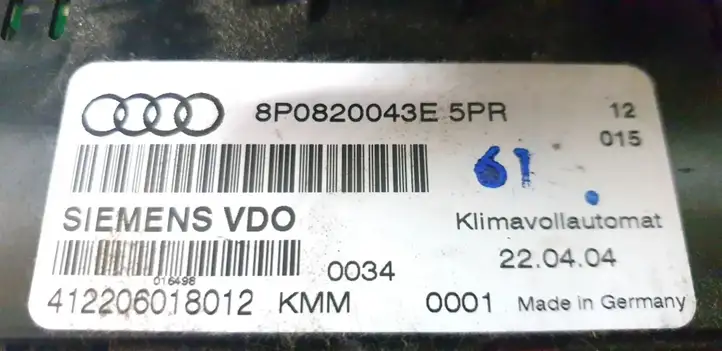 Audi A3/S3 8P (2004 - 2008) 8P0820043E Блок управления кондиционером — фото 3