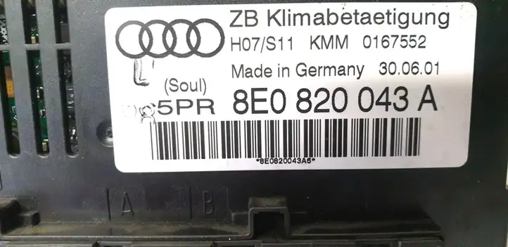 Audi A4 S4 B6 8E 8H (2000 - 2006) 8E0820043A Блок управления кондиционером — фото 3