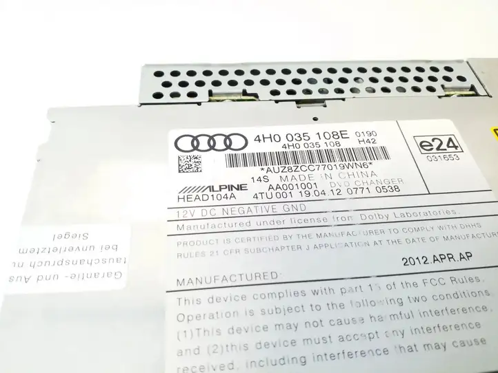 Audi A6 C7 (2011 - 2014) 4H0035108E CD/DVD чейнджер — фото 3