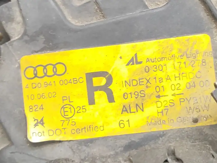 Audi A8 S8 D2 4D (1999 - 2002) 4D0941004BC Передняя фара — фото 9