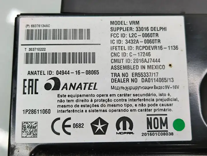 Chrysler Pacifica (2016 - ) 68376134AC Модуль управления видео — фото 8