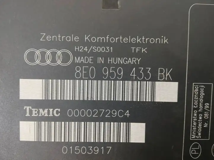Audi A4 S4 B6 8E 8H (2000 - 2006) 8E0959433BK Модуль комфорта — фото 4