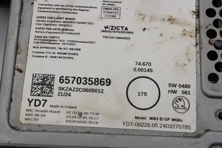 Skoda Scala (2018 - ) 657035869 Магнитола / мультимедийная система — фото 9