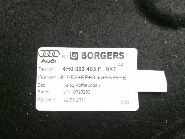 Audi A8 S8 D4 4H (2010 - 2014) 4H0863463F Коврик багажника — фото 3