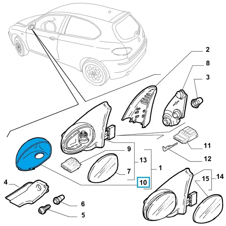 Alfa Romeo 147 (2004 - 2010) 156079381 Пластиковая отделка зеркала — фото 4