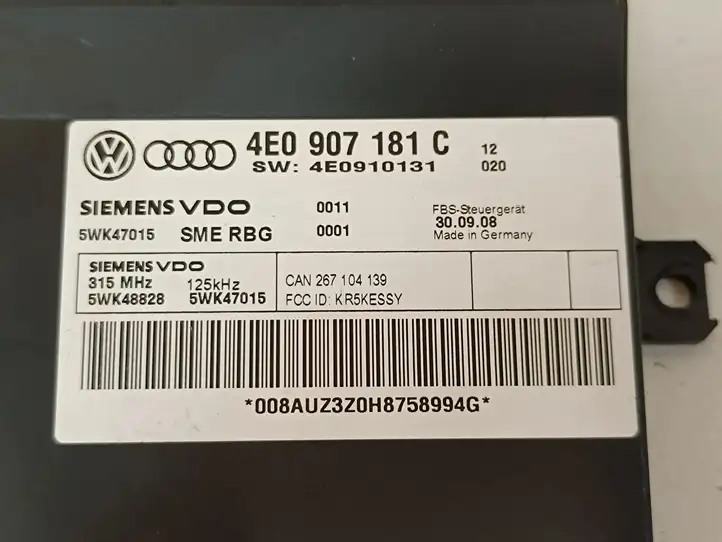 Audi A8 S8 D3 4E (2007 - 2010) 4E0907181C Блок бесключевого доступа — фото 5