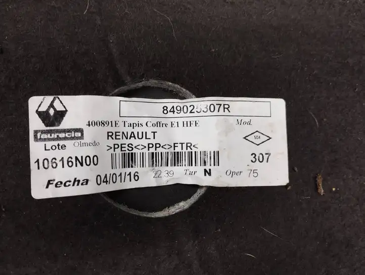 Renault Kadjar (2015 - 2018) 849025307R Коврик багажника — фото 2