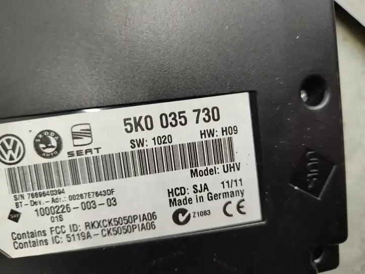 Volkswagen PASSAT CC (2008 - 2012) 5K0035730 Bluetooth модуль — фото 3