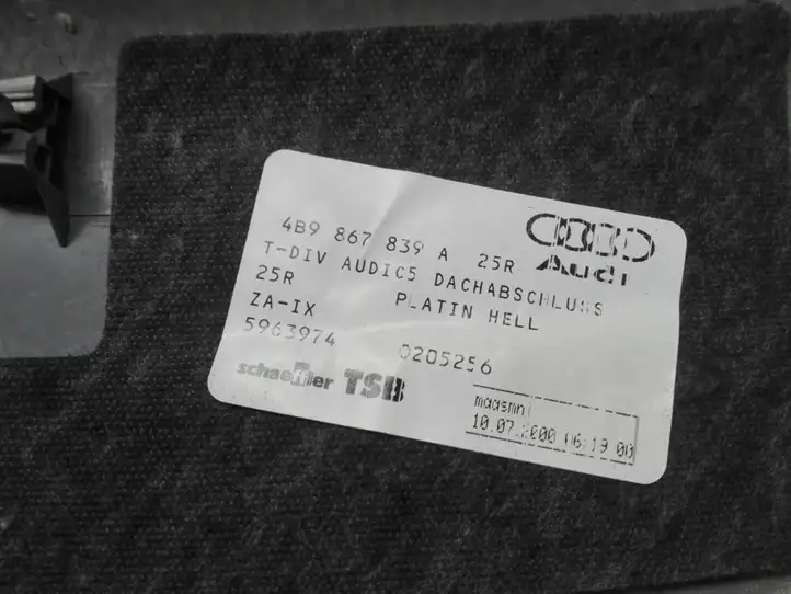Audi A6 S6 C5 4B (2001 - 2004) 4B9867839A Верхняя обшивка стойки D — фото 3