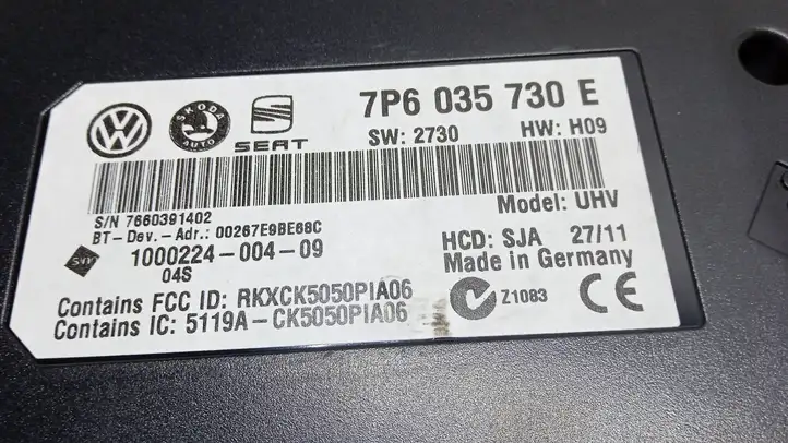 Volkswagen PASSAT B7 (2011 - 2014) 7P6035730E Bluetooth модуль — фото 2