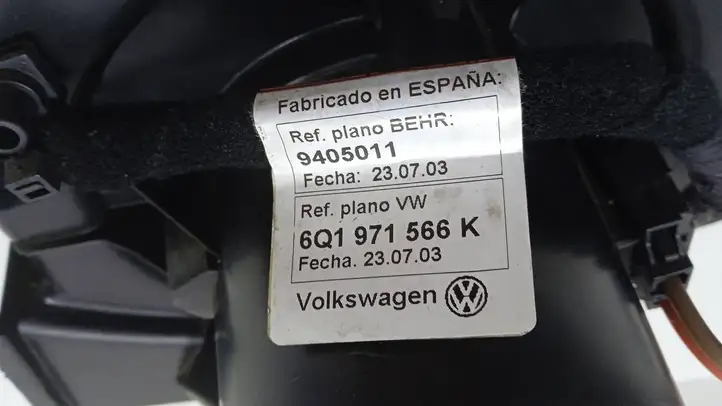 Skoda Fabia Mk2 (5J) (2007 - 2014) 6Q1819015G Вентилятор печки — фото 2