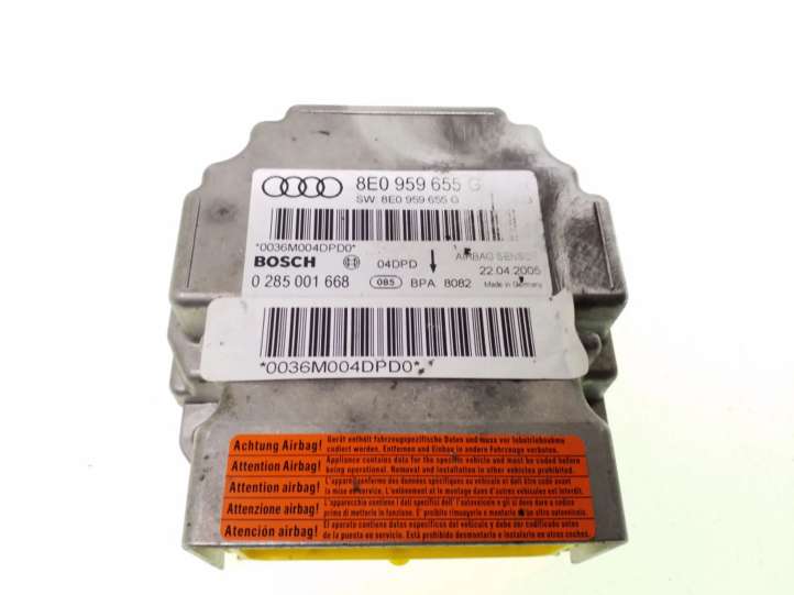 8E0959655 Audi A4 S4 B6 8E 8H Oro pagalvių valdymo blokas