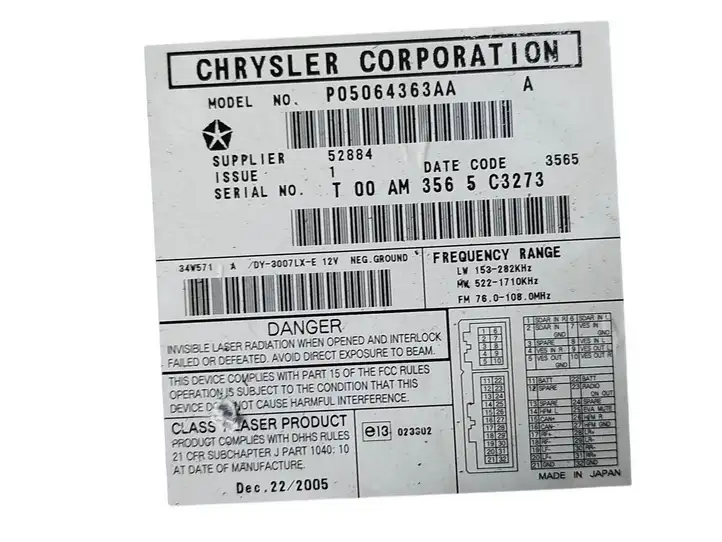 Jeep Grand Cherokee (WK) (2004 - 2010) P05064363AA Магнитола / мультимедийная система — фото 3