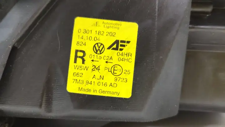 Volkswagen Sharan (2003 - 2010) 7M3941016AD Передняя фара — фото 2