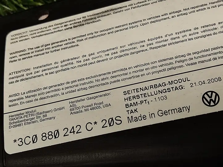 Volkswagen PASSAT B6 (2005 - 2010) 3C0880242C Подушка безопасности сиденья — фото 2