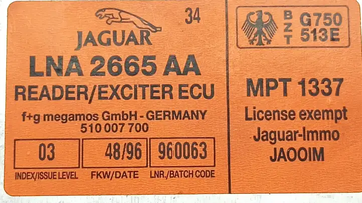 Jaguar (1995 - 1997) LNA2665AA Блок иммобилайзера — фото 4