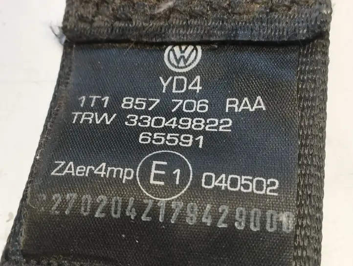 Volkswagen Touran I (2003 - 2010) 1T1857706 Передний ремень безопасности — фото 2