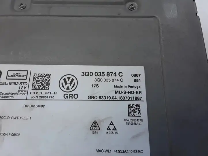 Volkswagen Golf VII (2013 - 2019) 3Q0035874C Магнитола / мультимедийная система — фото 2