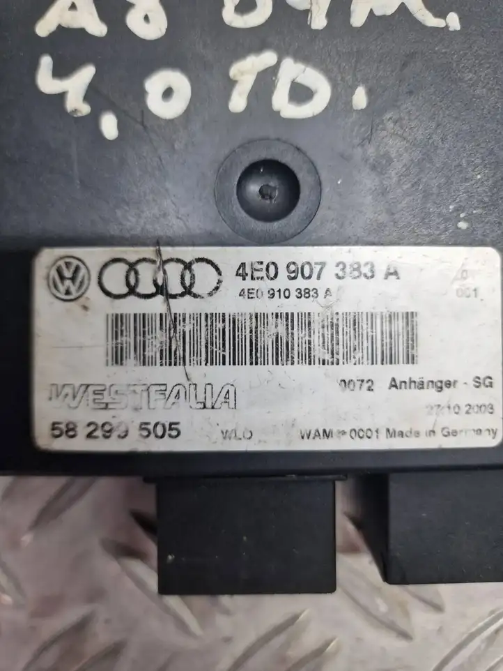Audi A8 S8 D3 4E (2005 - 2007) 4E0907383A Блок управления фаркопом — фото 3
