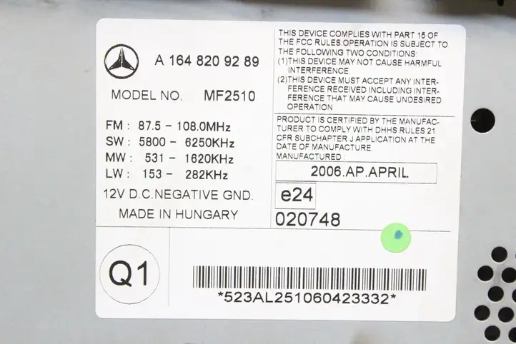 Mercedes-Benz ML W164 (2005 - 2011) A1648209289 Магнитола / мультимедийная система — фото 5