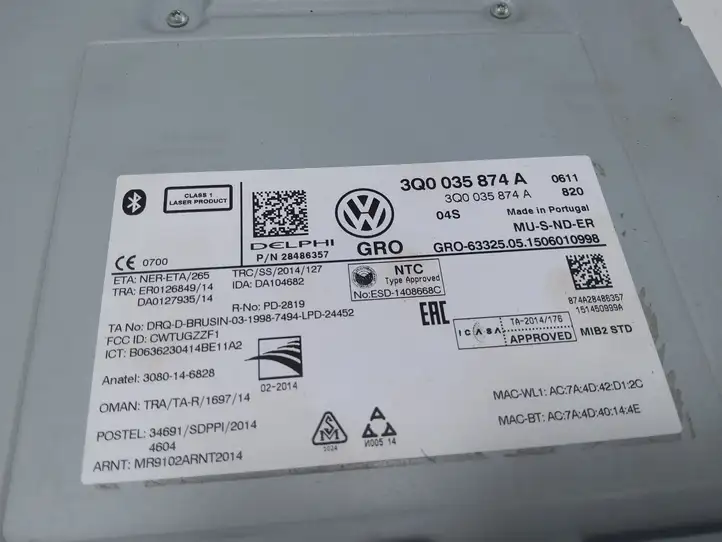 Volkswagen PASSAT B8 (2015 - ) 3Q0035874A Магнитола / мультимедийная система — фото 3