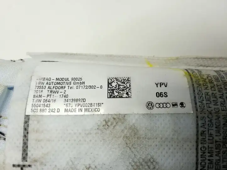 Volkswagen Jetta VI (2011 - 2018) 5C0880242D Подушка безопасности сиденья — фото 4