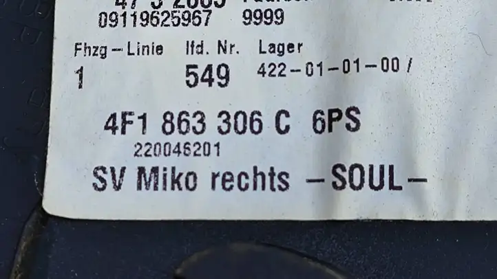Audi A6 S6 C6 4F (2008 - 2011) 4F1863306C Другая деталь консоли (туннеля) — фото 2
