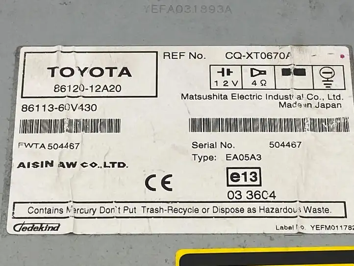 Toyota Auris 150 (2006 - 2012) 8612012A20 Магнитола / мультимедийная система — фото 6