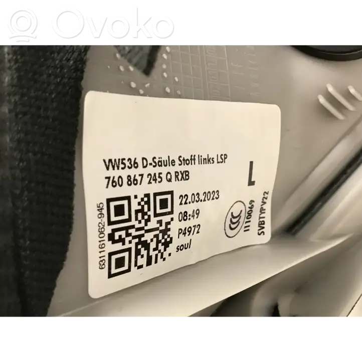 Volkswagen Touareg III (2018 - ) 760867245Q Верхняя обшивка стойки D — фото 8