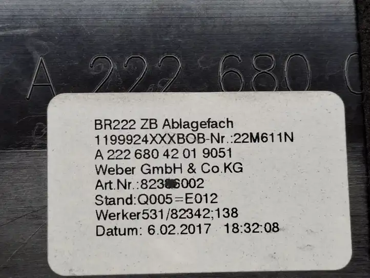Mercedes-Benz S W222 (2013 - ) 2226804201 Ящик центральной консоли — фото 3