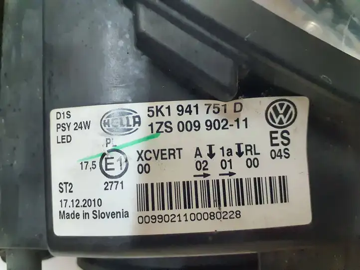 Volkswagen Golf VI (2009 - 2013) 5K1941751D Передняя фара — фото 9