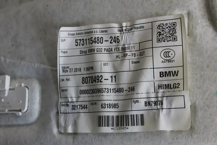 BMW 6 G32 Gran Turismo (2017 - ) 8070492 Комплект потолочной обшивки — фото 4