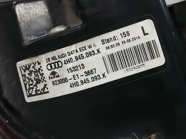 Audi A8 S8 D4 4H (2013 - 2017) 4H0945093K Задний фонарь в крышке багажника — фото 3