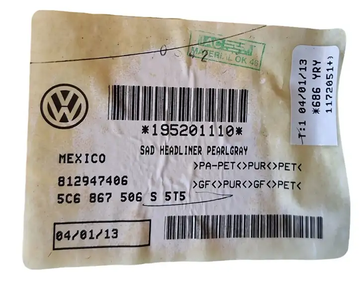 Volkswagen Jetta VI (2011 - 2018) 5C6867506 Потолочная обшивка — фото 8