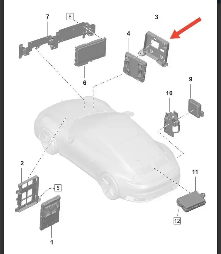 Porsche 911 992 (2019 - ) 992907461A Кронштейн ЭБУ двигателя — фото 2