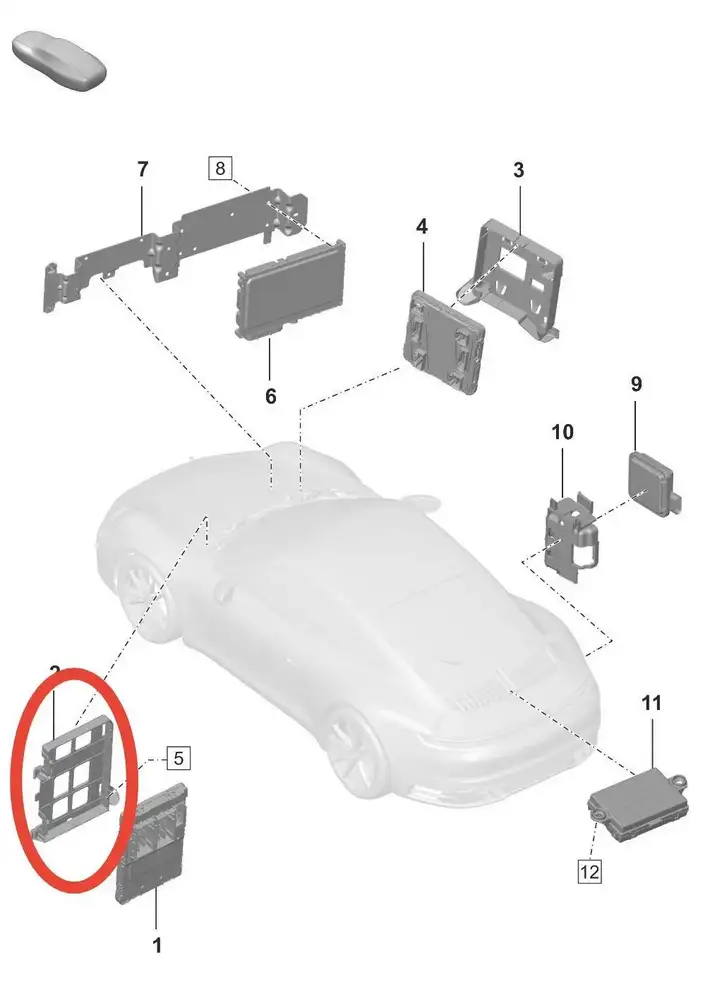 Porsche 911 992 (2019 - ) 9P5907114B Кронштейн ЭБУ двигателя — фото 2