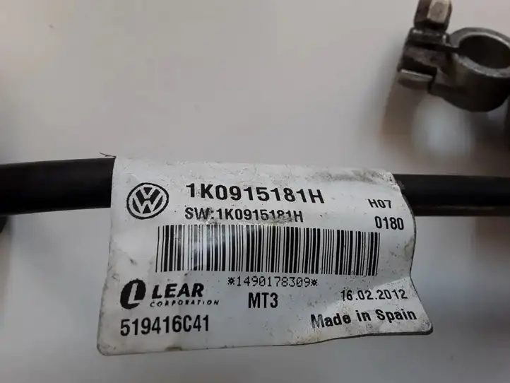 Volkswagen PASSAT B7 (2011 - 2014) 1K0915181H Минусовой провод аккумулятора — фото 2