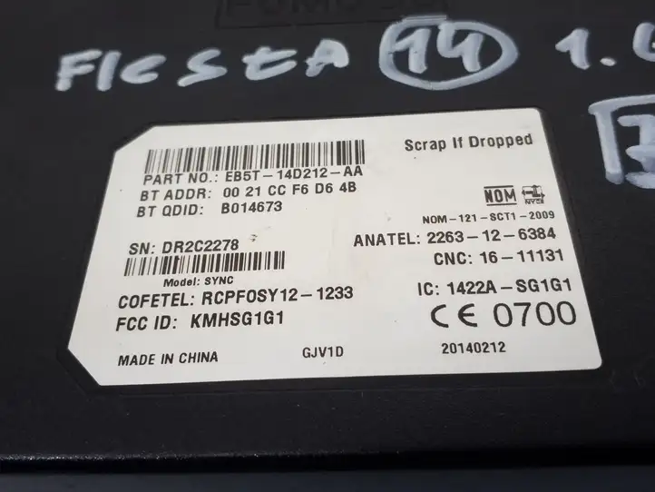 Ford Fiesta (2013 - 2017) EB5T14D212AA Bluetooth модуль — фото 3