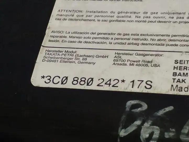 Volkswagen PASSAT B6 (2005 - 2010) 3C0880242 Подушка безопасности сиденья — фото 2
